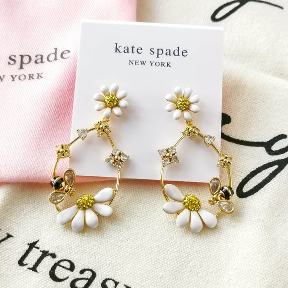 Kate Spade statement hoops - dazzling daisies gold - Picture 1 of 3